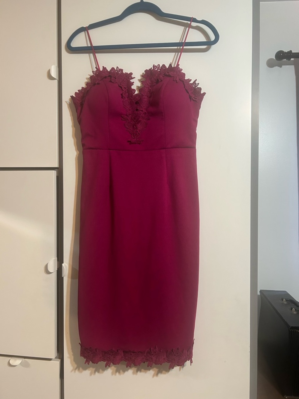 Entry Fuchsia Lace-Trim Cami Dress